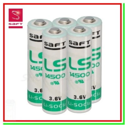 5 Pile Saft LS 14500 Batterie 3,6V Li-SoCl2 STILO AA 2600mAh Allarmi Backup Pc