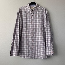 Tommy Bahama Button Down Shirt Plaid Cotton Silk Blend Mens XL
