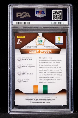 Copa Mundial Panini Prizm 2014 Didier Drogba #60 PSA 9 Costa de Marfil - Imagen 2 de 2