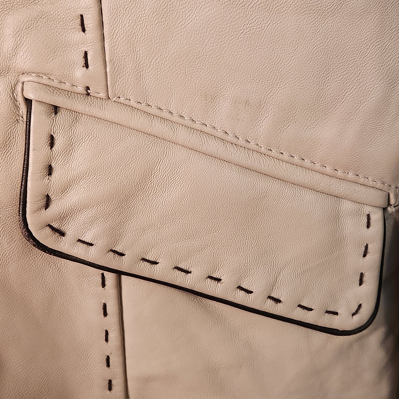 Wilsons Leather Jacket Womens Size M Tan Contrast Stitching Trim eBay