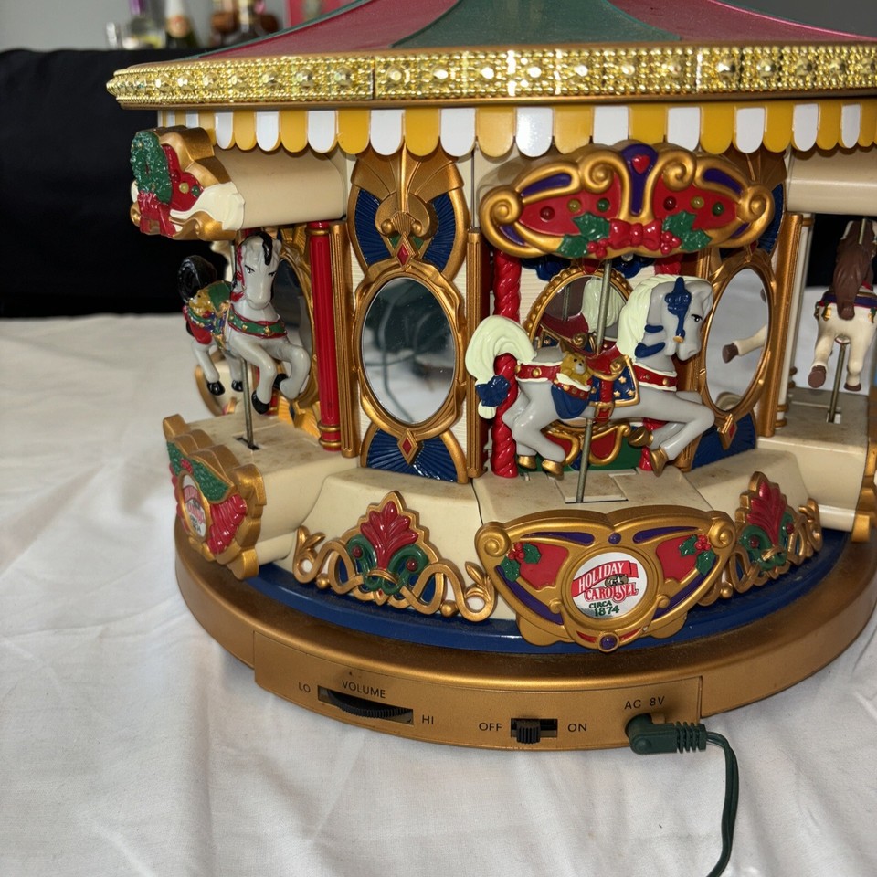 1994 Mr. Christmas Holiday Merry Go Round Animated Carousel 21 Carols