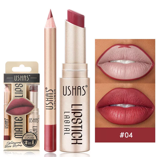 Ushas Matte Lips Lipstick & Lip Liner Set Waterproof Long Lasting Colour - Picture 5 of 13