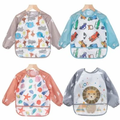 HAIMOBURG 4er Pack Wasserdicht Ärmellätzchen Babylätzchen Kinderlätzchen 6 - 36 Monate