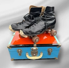 Vintage Sears JC Higgins Roller Skates Chicago Wheels Carry Case Wrench Antique