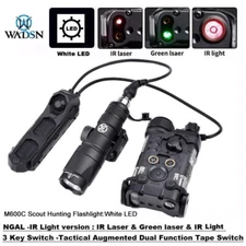 Tactical Hunting Picatinny NGAL IR LED Green Red laser Metal Flashlight Control