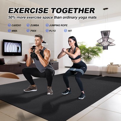 Exercise Mat 96''X72'' Extra Wide Large Yoga Mat Thick 8mm, Workout Mat for Home
