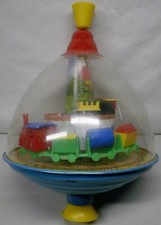 Vintage Tin Peg-Top Whipping Top Whirligig Toy Train