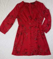 Madewell Hazelwood Windswept Floral Red Wrap-Front Dress Size 8