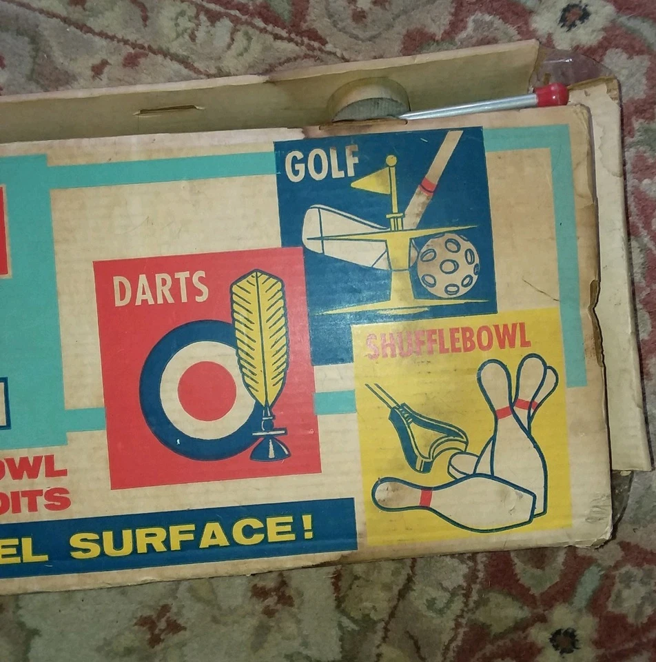 Vintage toy TRANSOGRAM 1959 SPORTS COMBINATION QUOITS GOLF SHUFFLEBOArd bowling - Image 4 of 4