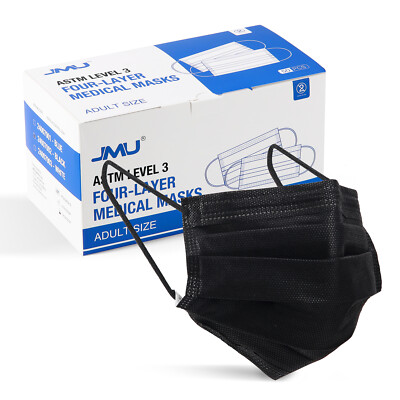 JMU Black ASTM Level 3 Medical Mask 4 Layer Disposable Face Masks BFE 98%