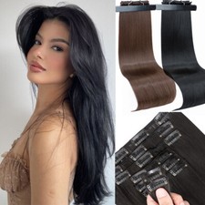 DICK Clip In Wie Echthaar Extensions Haarverlängerung Glatt 8Tressen Voller Kopf