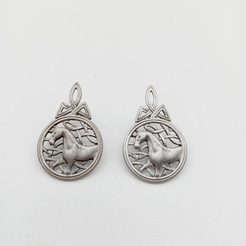 Celtic Western Horse Silvertone Earrings JJ Jonette Post