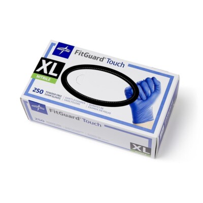 Medline FitGuard Touch Powder-Free Nitrile Exam Gloves Disposable X-Large 250/Bx