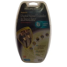 Philips Magnavox 6 ft Gold‑Plated Optical Audio (TOSLINK) Cable NEW