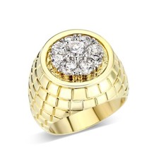 Mens gold ring cluster signet pinky 18kt impressive derby sparkling