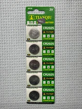 5 Pack CR2025 2025 TIANQIU Lithium 3v Battery USA Free SHIP FRESH 12/2028