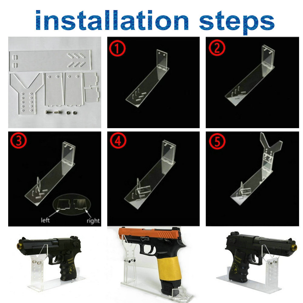Clear Handgun Rack Adjustable Acrylic Gun Display Stand Pistol Holders