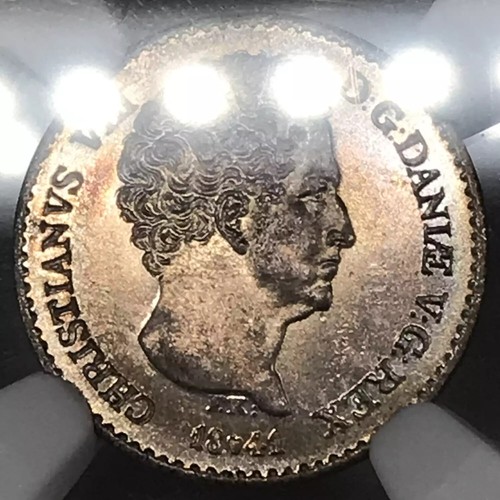 1841 FK DENMARK Silver 4 RIGSBANKSKILLING NGC MS-65 KM#721.1 - Christian VIII - Picture 3 of 5