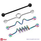 3-4PCS Industrial Barbell Ear Surgical Steel Bar Helix Body Piercing Jewellery