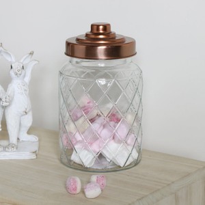 Embossed Glass Decorative Storage Jar Cannister Container Copper