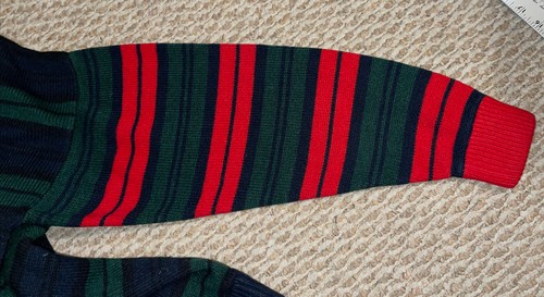 VTG 80s/90s Gitano Mens Green Red Blue Striped Acrylic Sweater Sz M/L - Picture 3 of 5