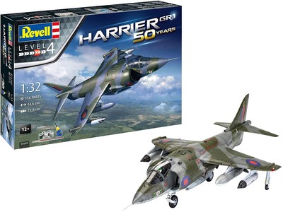 REVELL - Kampfflugzeug Harrier GR.1 mit Lackierung zum Zusammenbauen und Bema...