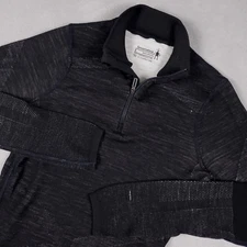Smartwool Intraknit 200 Merino Wool L/S 1/4 Zip Sweater Sz S Black Charcoal Gray