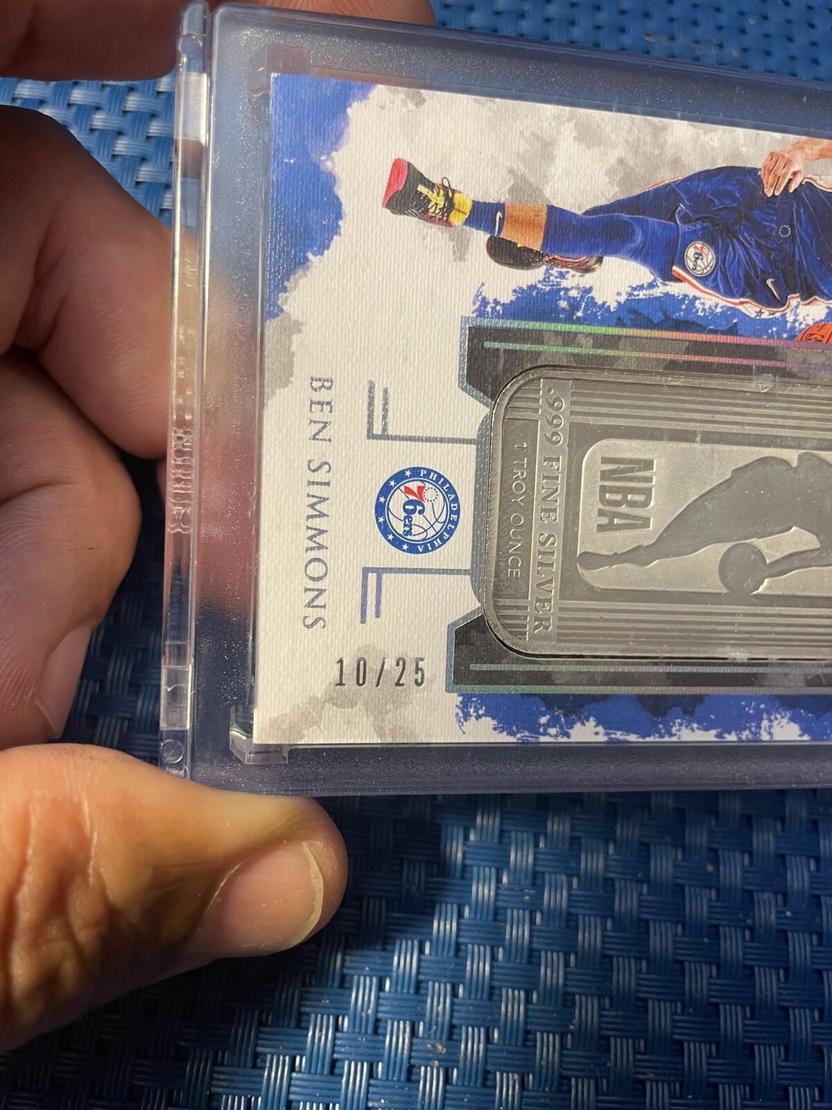 Ben Simmons 2019-20 Impeccable Logoman 1 Troy Ounce Silver Jersey #10/25 view 3