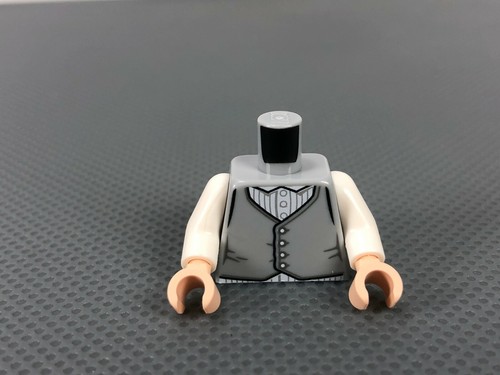 LEGO Minifigure Torso Light Bluish Gray Vest - White Shirt Pinstripes White Arms - Picture 7 of 8