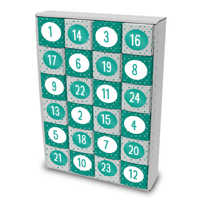 itenga Adventskalender zum Füllen Punkte Design Grün Weiß 24x Würfel Boxen 6,5cm