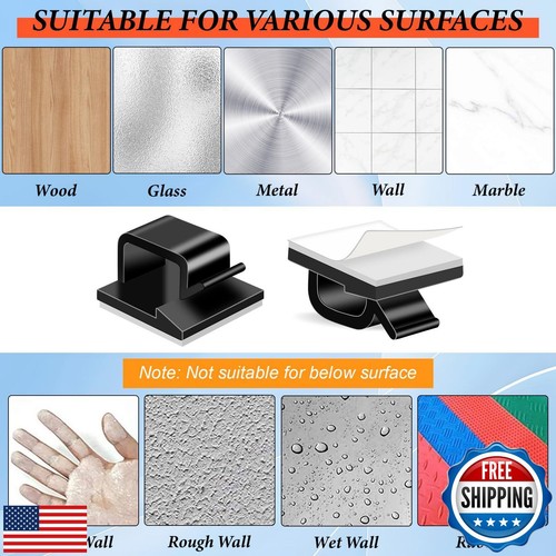 100 PCS Adhesive Cable Clips, Coopache Ethernet Wire Clips for Cords, Wire Ho - Photo 5/5