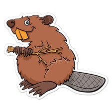 Cartoon Beaver, Vinyl Decal Sticker, Indoor Outdoor, 3 Sizes, 8617