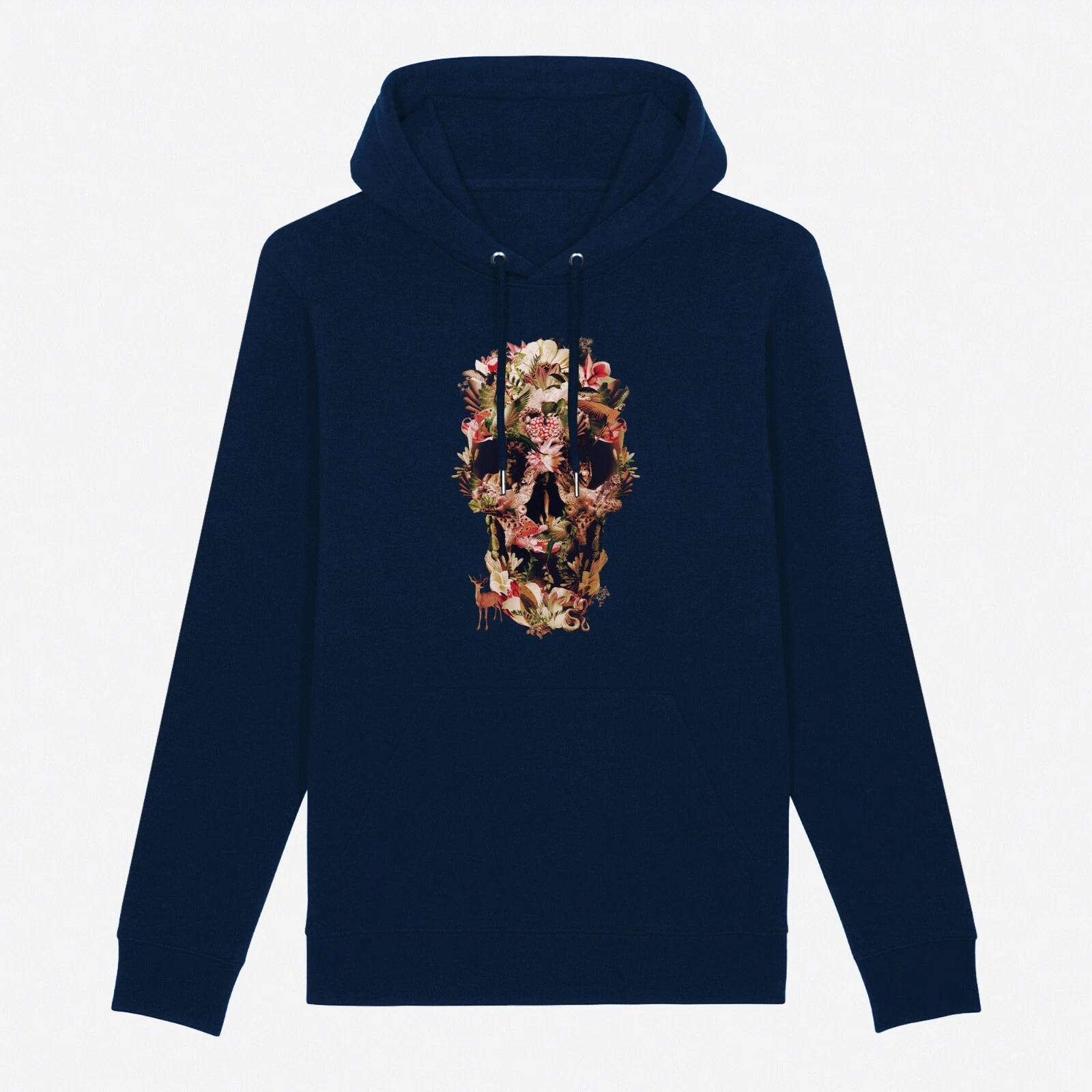 Men's Hoodie Navy Blue, JUNGLE SKULL