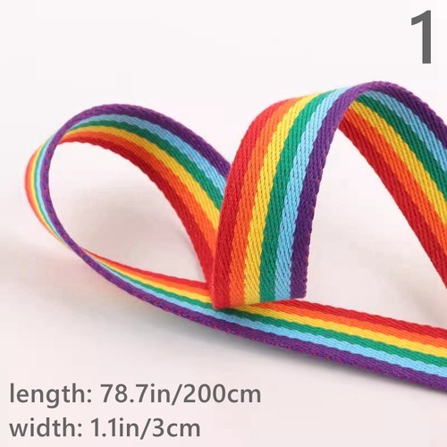2M Rainbow Striped Canvas Webbing Tape Ribbon Strap Craft Supply Sew DIY Costume - Picture 9 of 24