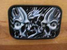 Belt Buckle Black Metal Dia De Los Muertos DAY OF THE DEAD Double Skulls