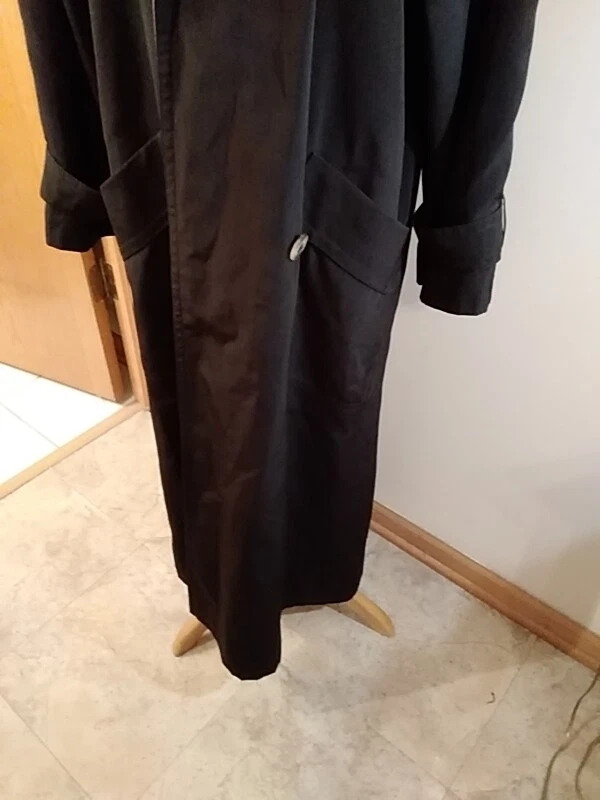 Neiman Marcus Mujer Abrigo Largo Con Capucha Negro Talla 6 Poliéster Forrado Rayón Botón Foto 3 de 4