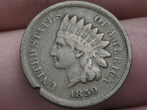 1859 Copper Nickel Indian Head Cent Penny- Fine/VF Details