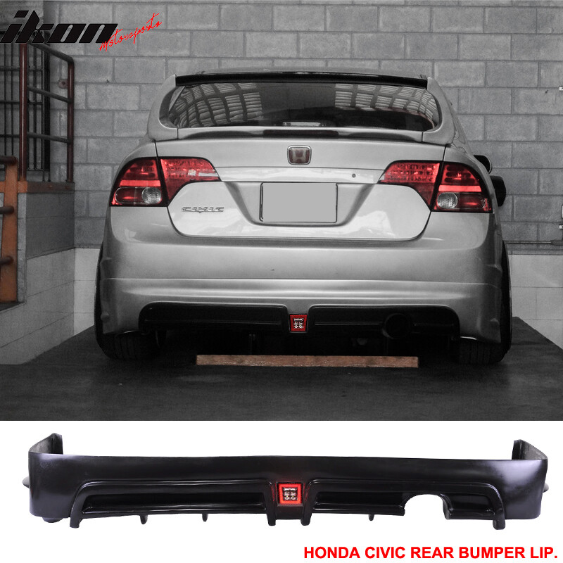 Fits 06-11 Civic 4Dr Sedan Rear Bumper Lip Spoiler With LED 3RD Brake Lights
