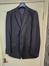 Savoy Taylors Guild Two-Piece Navy Pinstripe Wool Suit, Jacket 42 Trouser W38