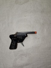Vintage Giant Pressed Steel Small Toy Cap Gun 3.75" Long Double Barrel Black