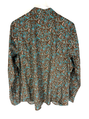 ROPER Camicia Donna XL Marrone Paisley Cowgirl Western Pearl Snaps L/S NUOVA - Foto 4 di 4