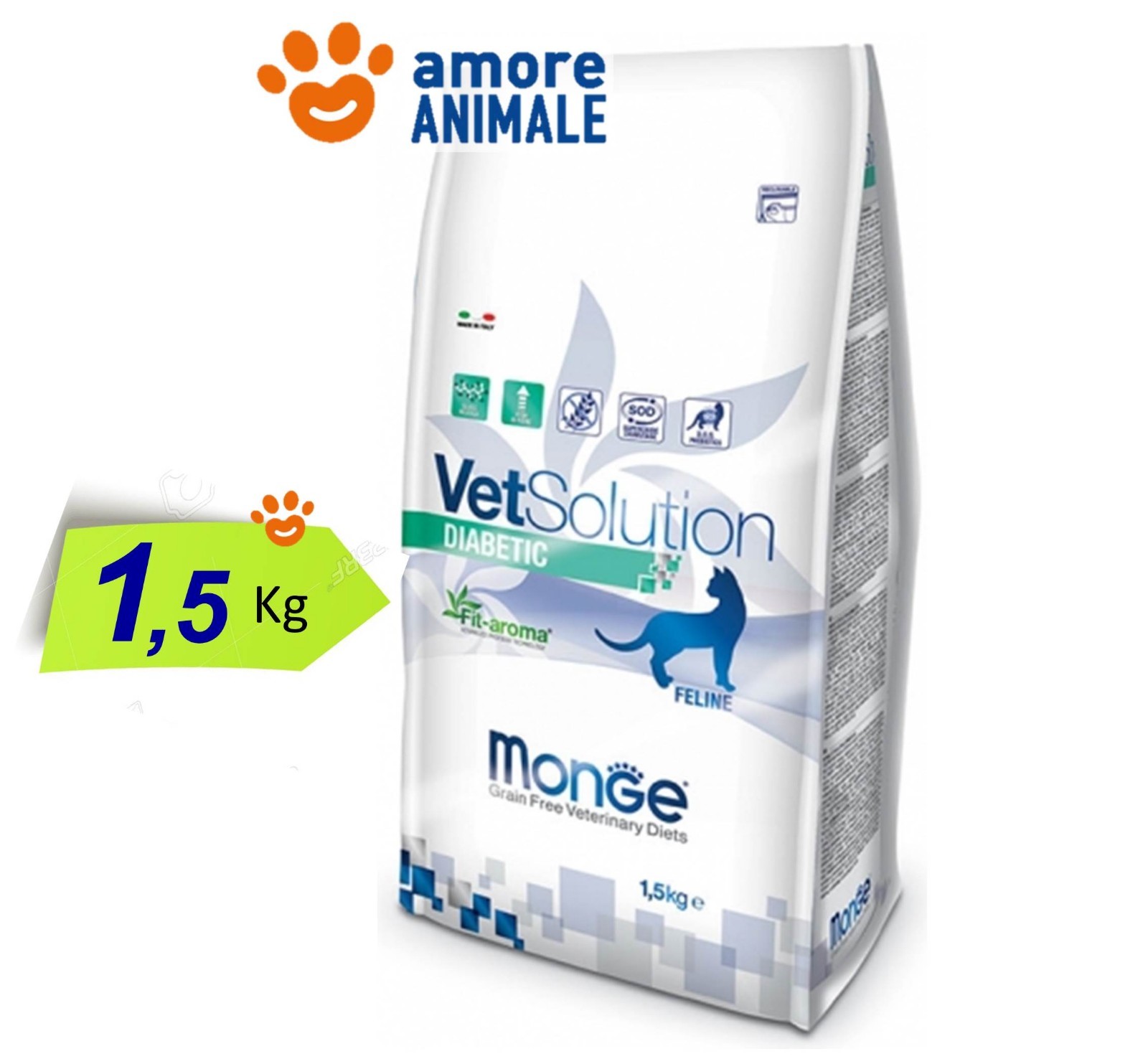 Monge VetSolution Cat Diabetic 1,5 kg Offerta 2 Confezioni | Dieta Gatto