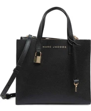 Marc Jacobs Mini Grind Coated Leather Crossbody Tote Bag Satchel ~NWT~ Black