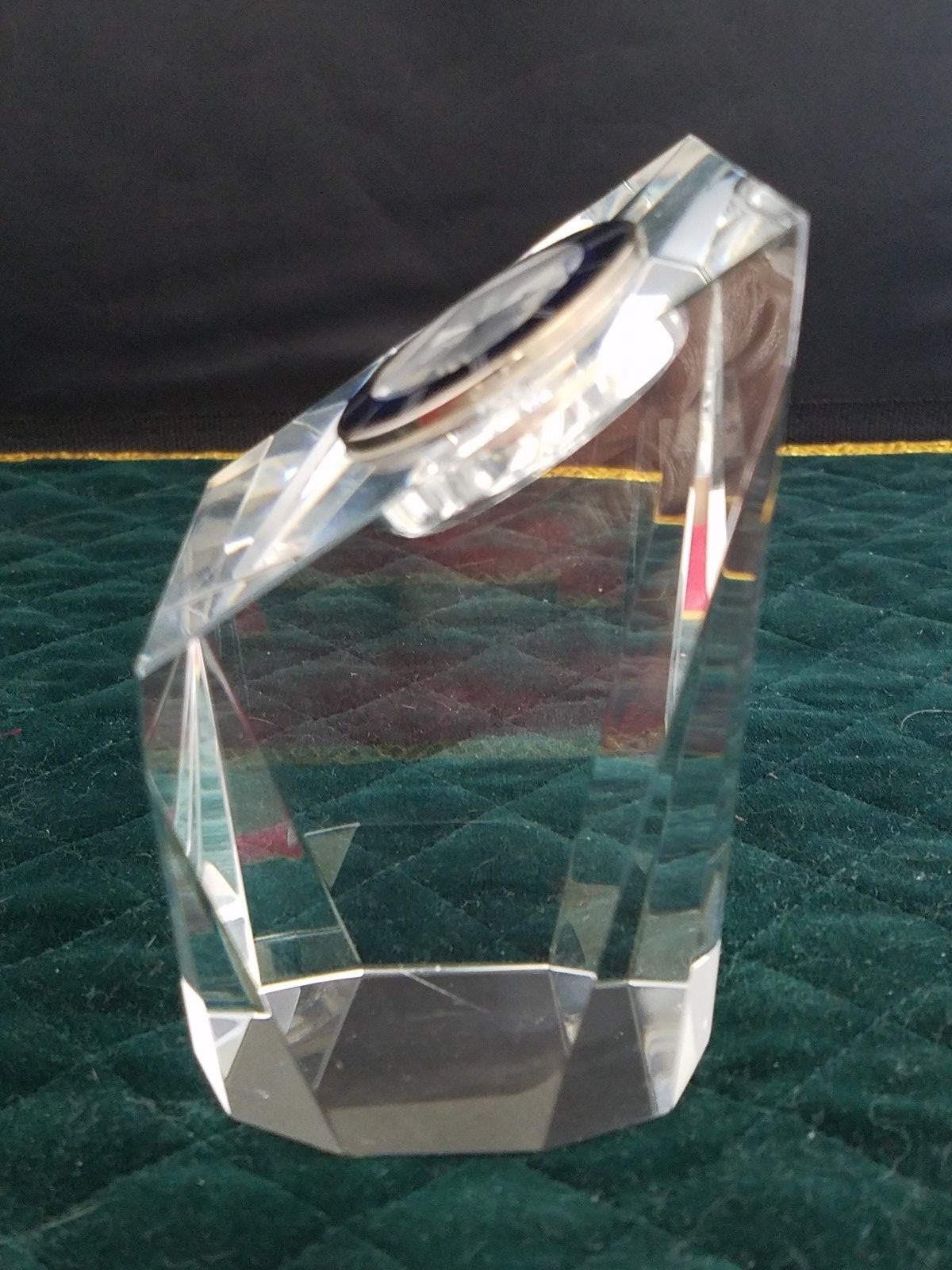 Seiko Crystal Clock Mantel Table Paperweight Quartz 4 1/4"h Ref QHG006