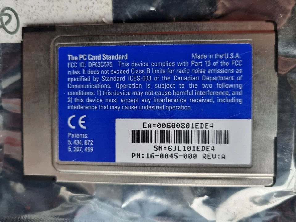 3COM 3C575-TX 32-BIT 10/100BASE-TX FAST ETHERLINK XL CARDBUS PC CARD (IN25S3)  - Image 4 of 4