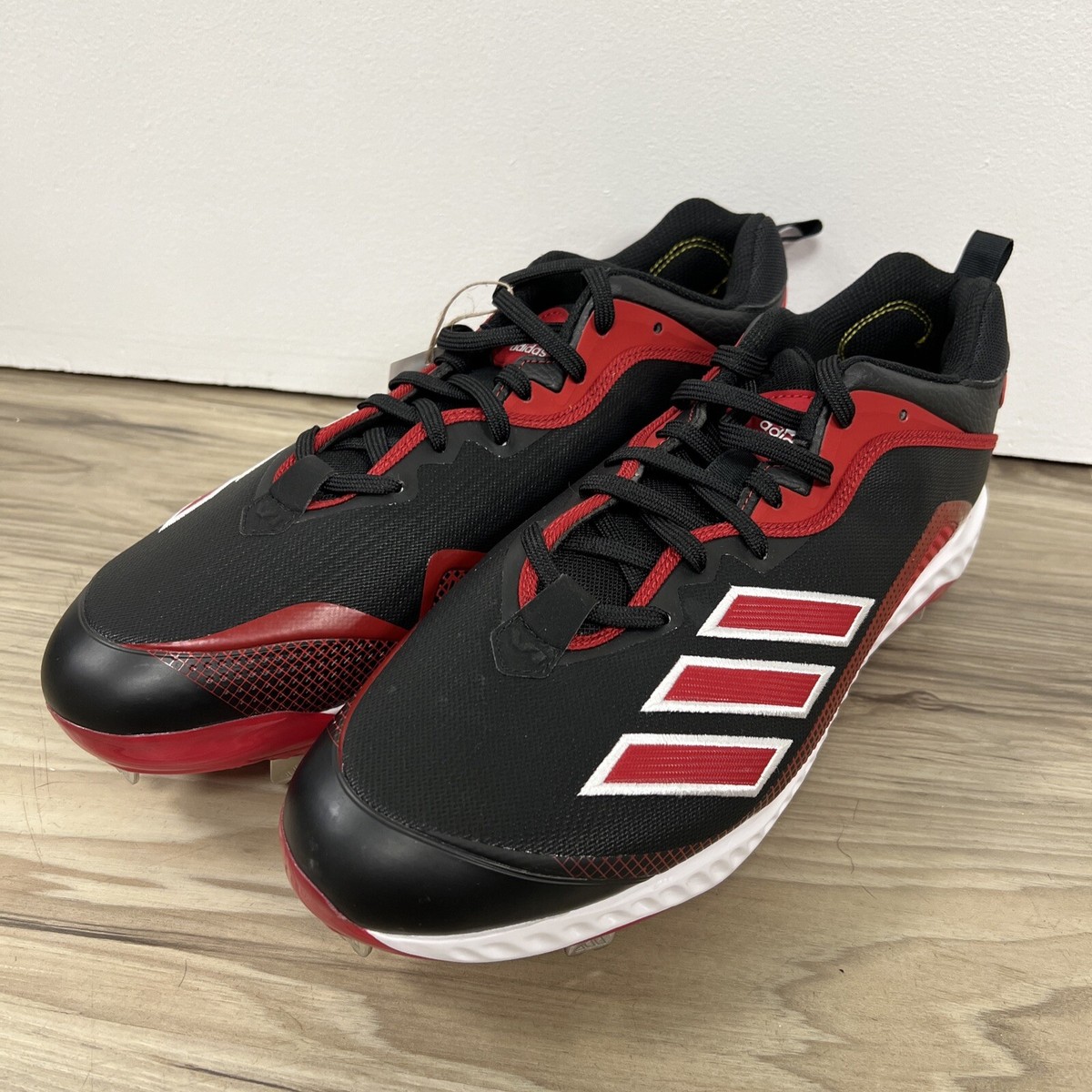 Adidas Men’s FV9348 Icon 6 Bounce Black Red White Baseball Cleats Size 16 NWOB Adidas Mens Icon Bounce Baseball Cleats Red White Low Top  main image 4