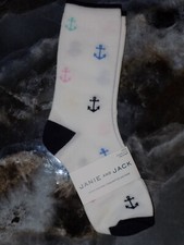 Janie and Jack Multi-Color Anchor Nautical Print Crew Socks Size 4/5 Kids NEW