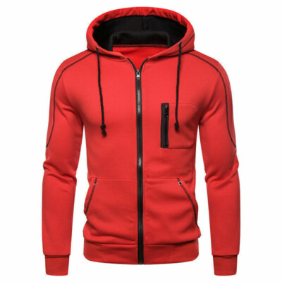 Herren Basic Kapuzenpullover Sweatjacke Pullover Zipper Hoodie Sweatshirt-Sport,
