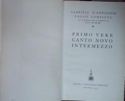 D'annunzio PRIMO VERE CANTO NOVO INTERMEZZO zanichelli