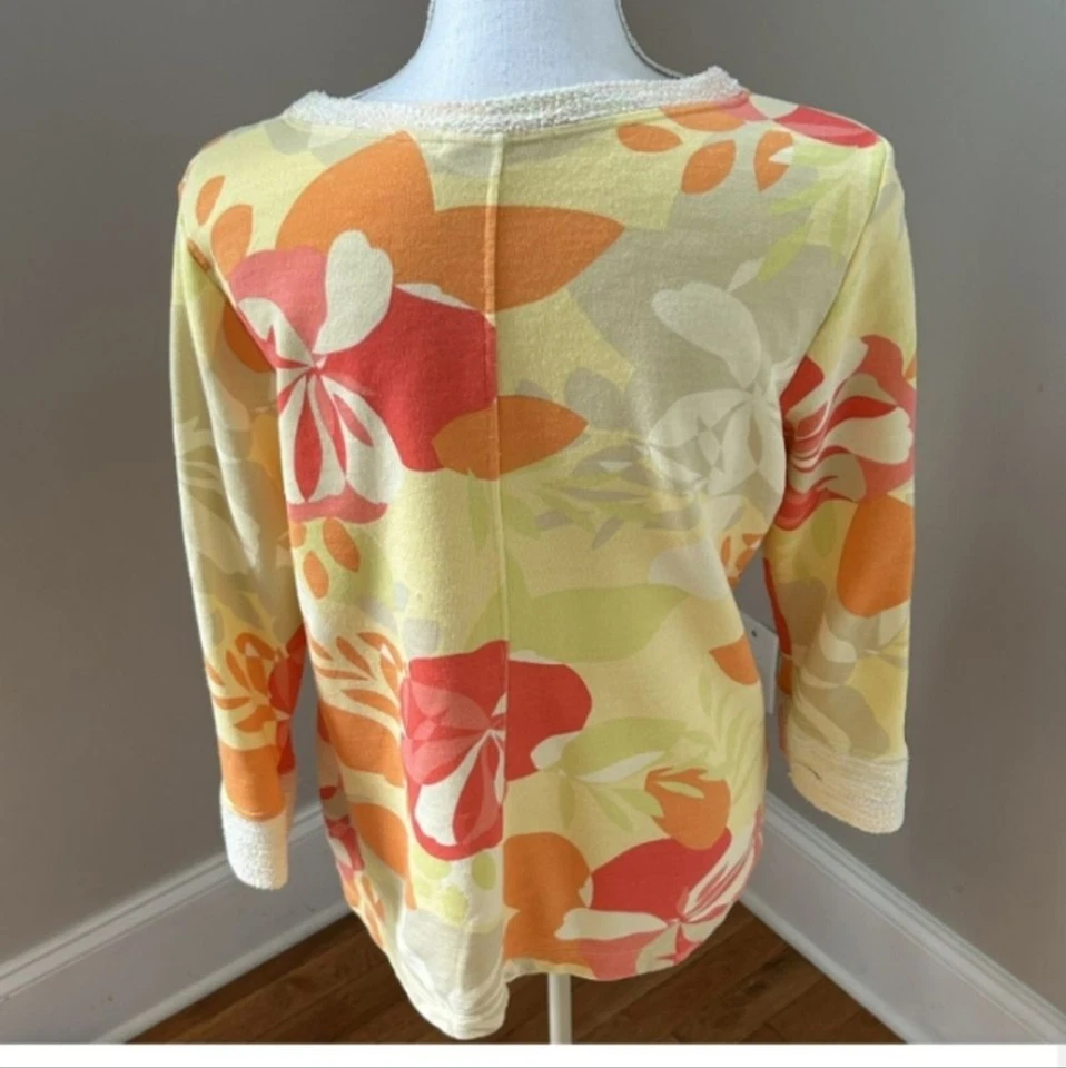 Fresh Produce Mujer Tropical Estampado Floral Terry Tela Sudadera Talla XL Amarilla  Foto 2 de 4